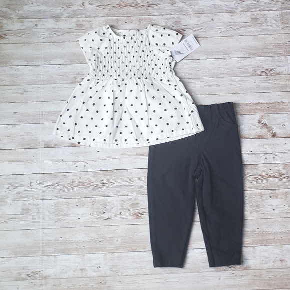 Carter's Other - Carters Polka Dot Shirt and Black Leggings